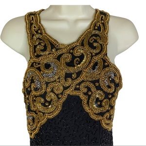 Vintage Laurence Kazar Halter Neckline Beaded Gown